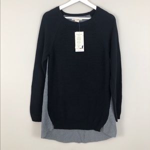 Anatara Two Toned Colorblock Cotton Blend Sweater